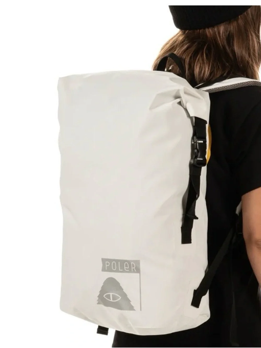 Poler White Down River Roll-Top White Backpack with Black Accents